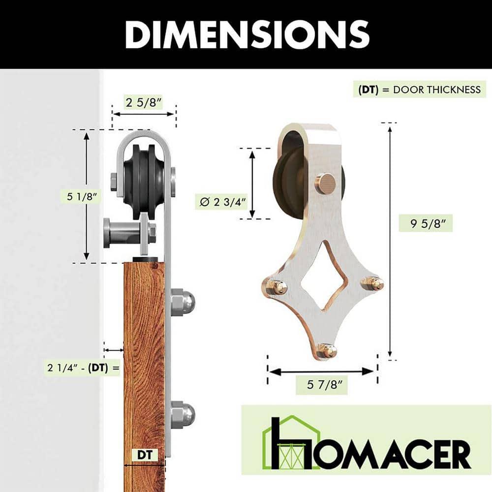 Homacer Brushed Nickel Diamond Design Non-Bypass Single Track One Door Hardware Kit( Door Not Included)