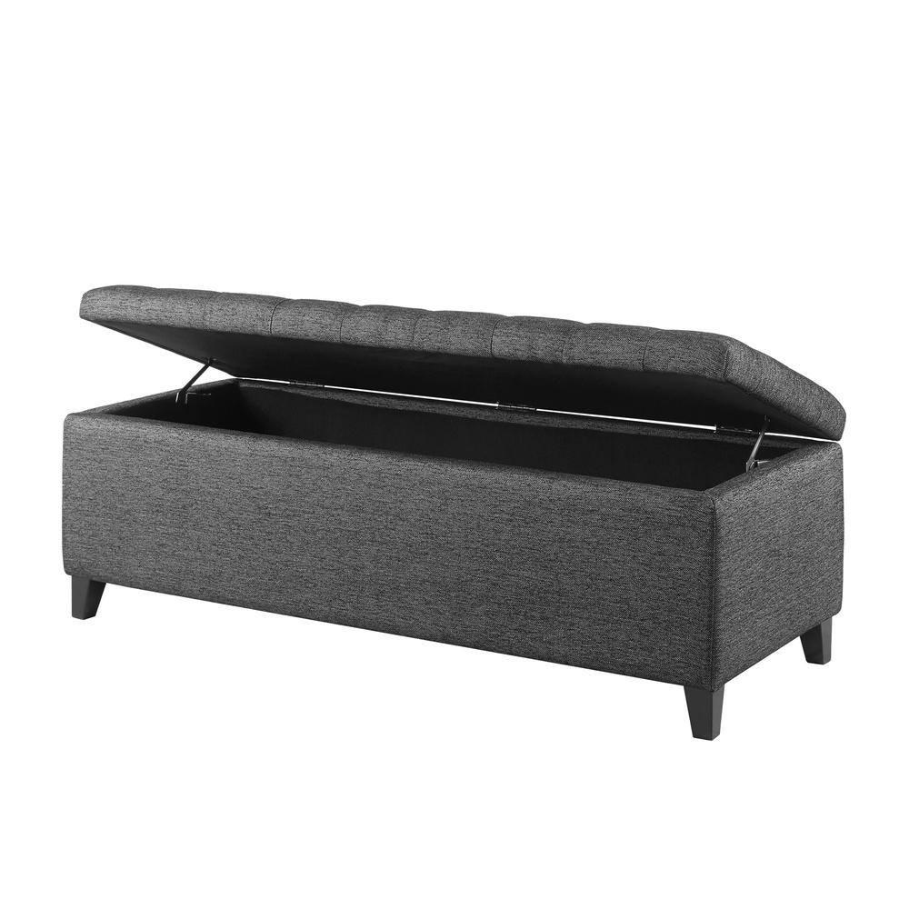 Selah Tufted Top Storage Bench Charcoal - Madison Park