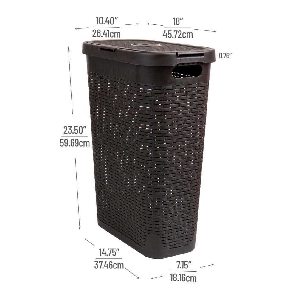 Mind Reader 40L Slim Laundry Hamper, Clothes Basket, Lid, Wicker Design, Plastic & Reviews | Wayfair