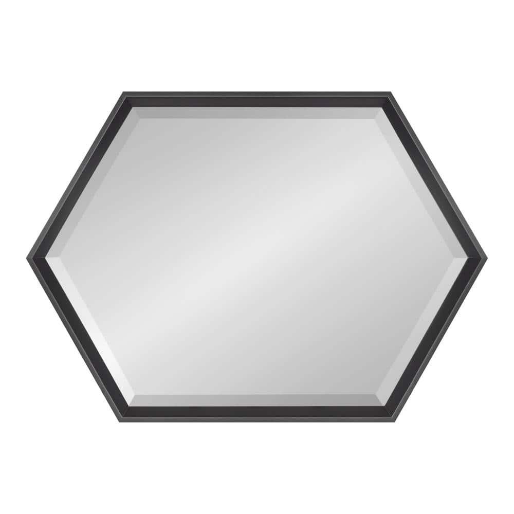 22" x 31" Calder Hexagon Wall Mirror Black - Kate & Laurel All Things Decor: Modern Beveled Edge, No Assembly Required, Wall Mount