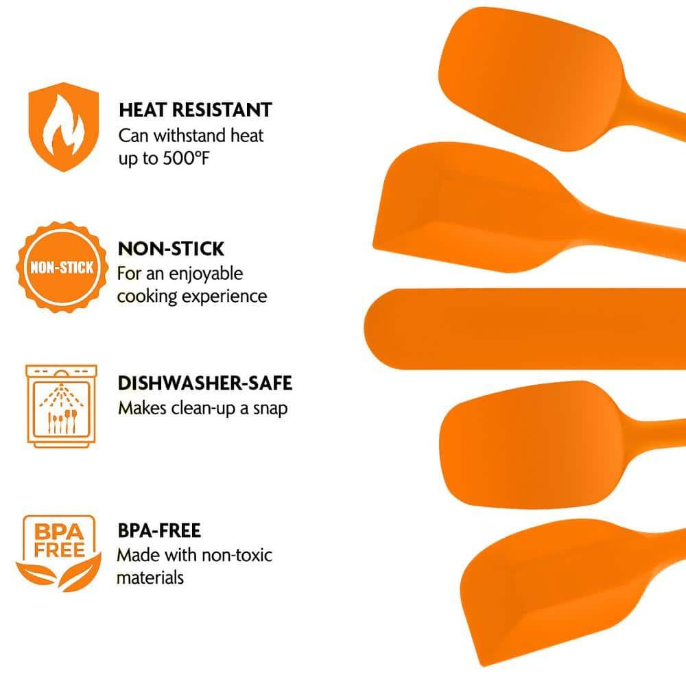 OVENTE Silicone Spatula , Food Grade Rubber Spatulas Heat Resistant w/ Stainless Steel Core & Seamless Design, Non Stick Rubber Spatula for Mixing, Baking & Cooking, 5 Pieces