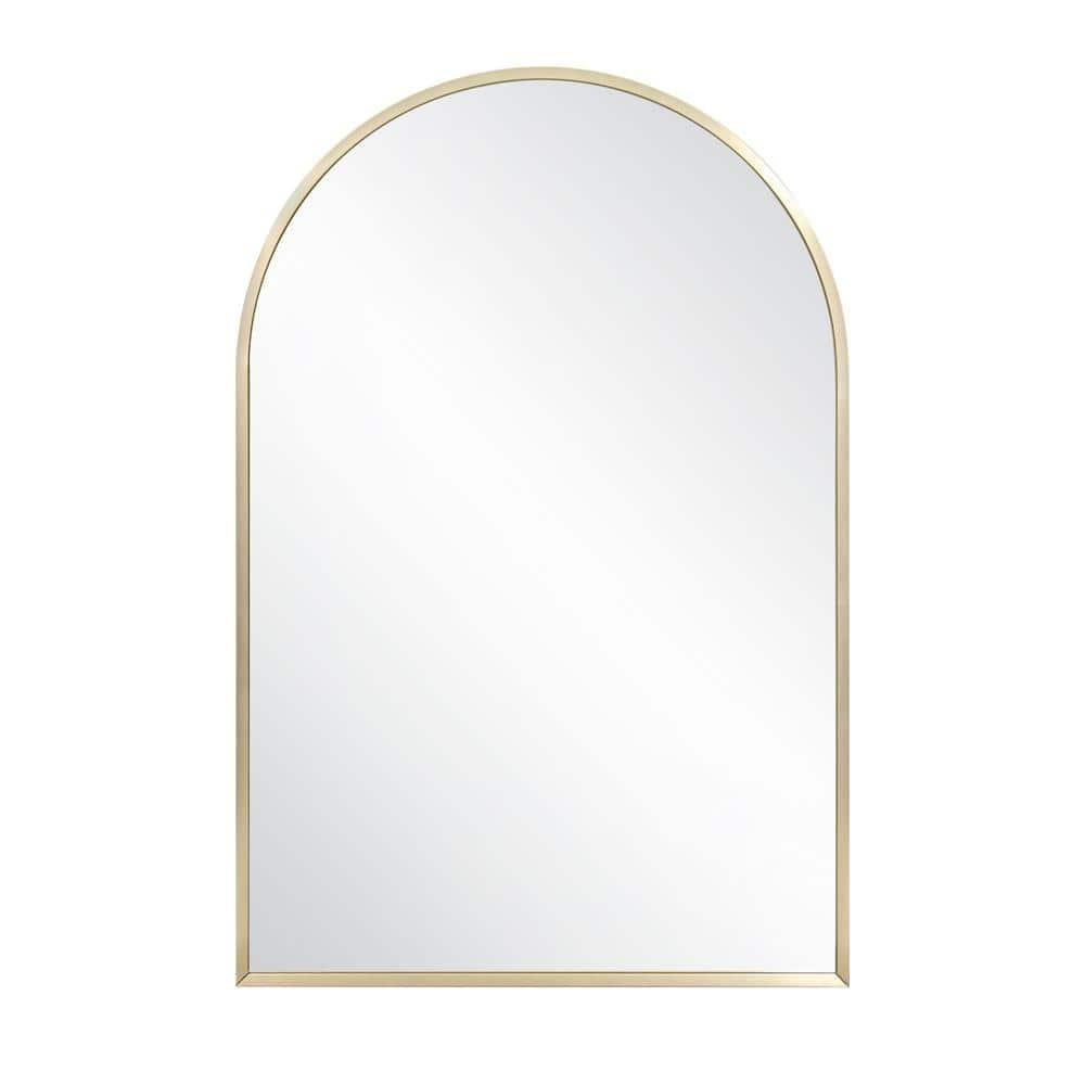 Maeve Arched Wall Accent Mirror – 36-Inch H X 24-Inch L, Modern Metal Framed – Living Room, Bedroom, Bathroom Vanity Mirror – Gold – Design House, 596726-GLD