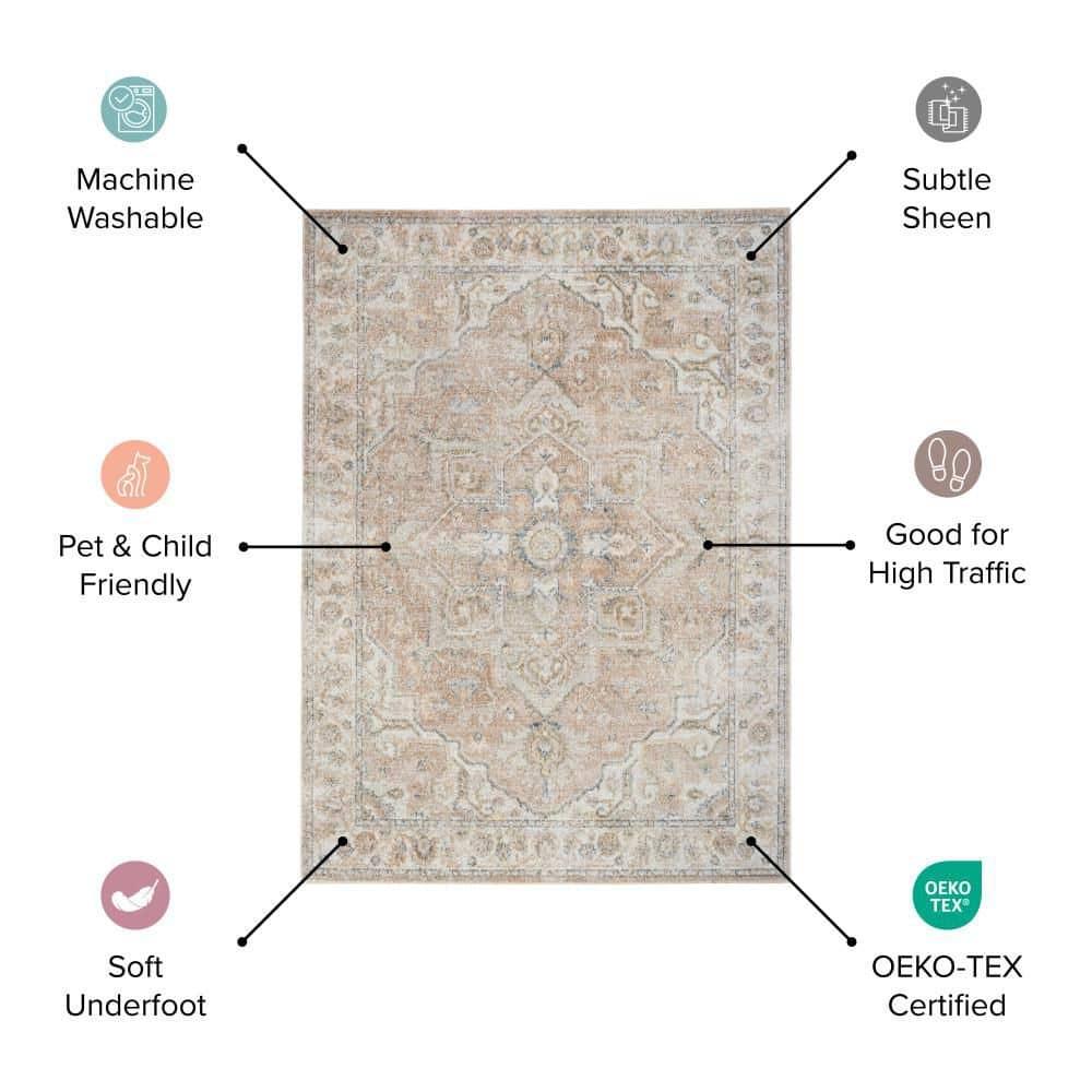 Nourison Astra Machine Washable Stripe Circle Mid-Century Modern Indoor Bathroom, Kitchen Runner Rug Ivory Blue 2'2" x 10'