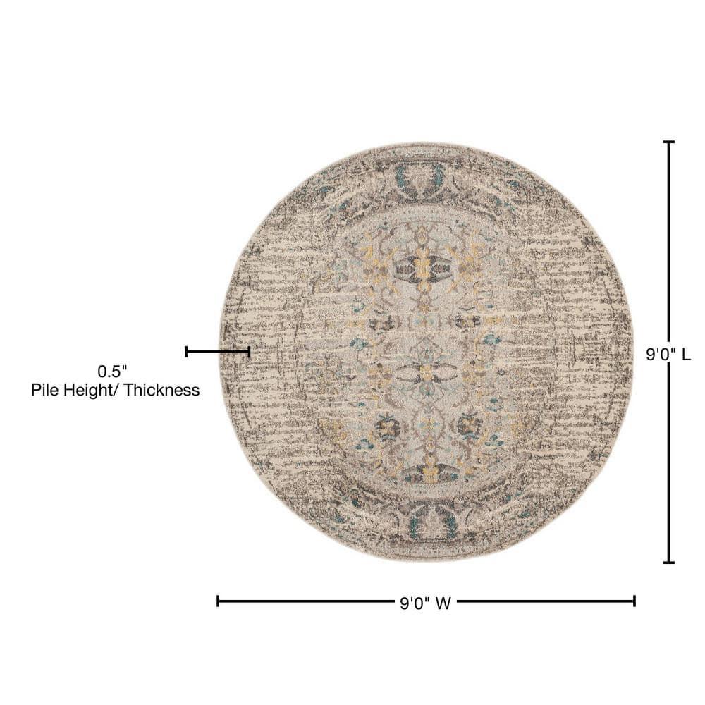 Monaco MNC209 Power Loomed Indoor Area Rug - Grey/Multi - 9' Round - Safavieh.