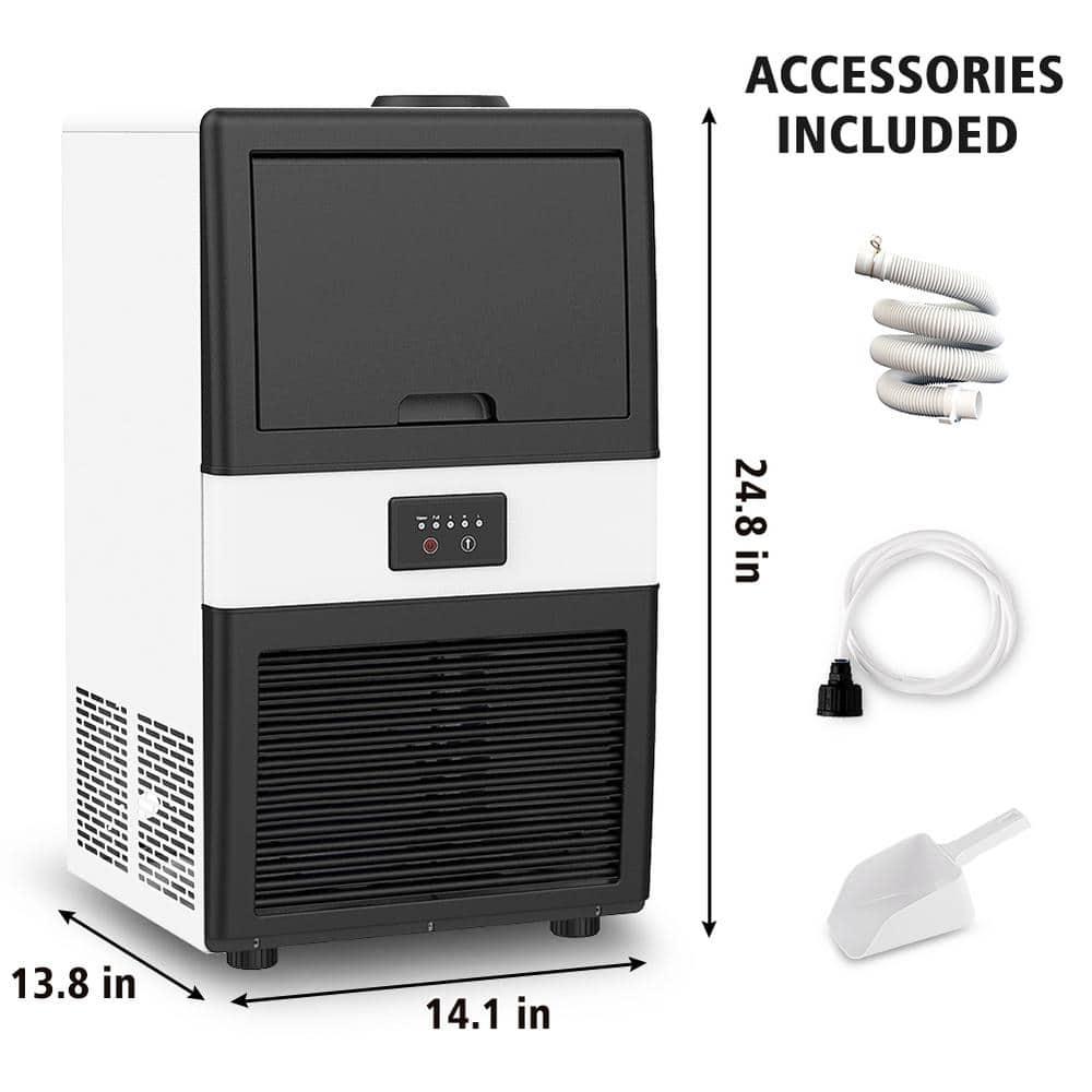 Commercial Ice Maker Machine, 70 LBS/24H Under Counter Large Ice Machine w/ 10 LBS Capacity Ice Storage Bin, 2 Water Inlet Modes, Freestanding & Built in Ice Maker for Bar/Home/Office/Shop, White