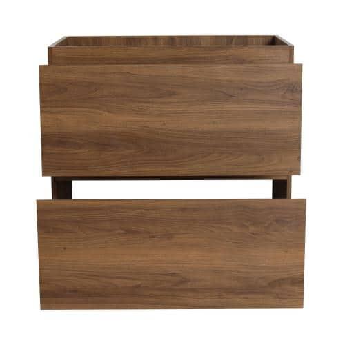 30" Medium Brown MDF Freestanding Double Drawer Vanity Cabinet