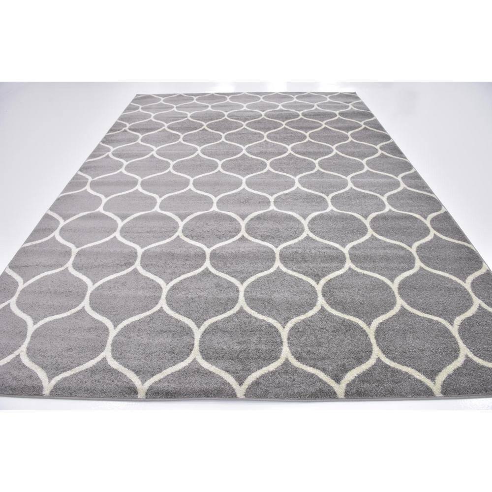 Unique Loom 9' 0 x 12' 0 Trellis Frieze Rounded Light Gray Area Rug