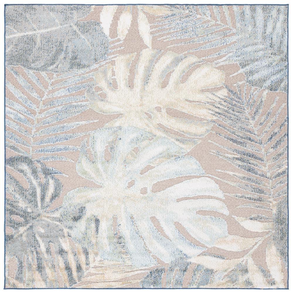 Sarasota SAR112 Power Loomed Indoor/Outdoor Area Rug - Light Green/Brown - 6'7"x6'7" - Safavieh.