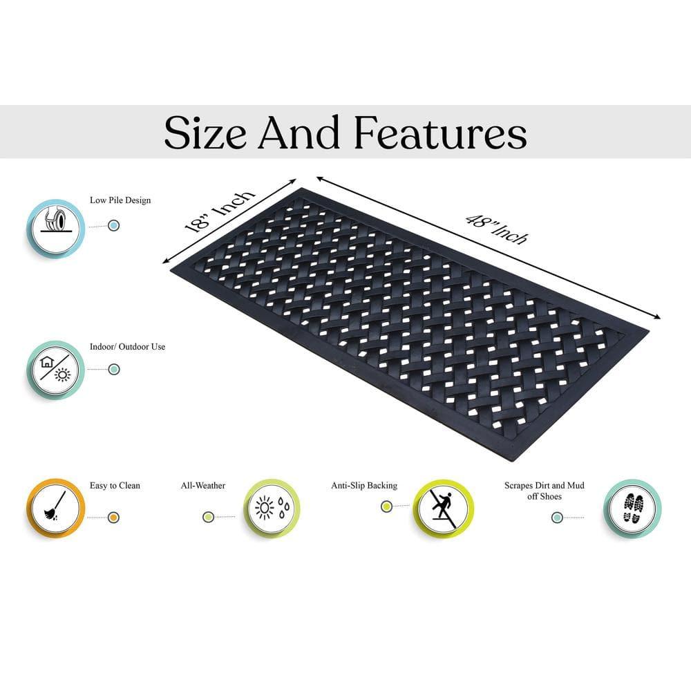 A1HC Outdoor Floor Mat, Natural Rubber, 18" x48”, Ideal for Outside entryway,Dirt Shoe Scraper,Heavy Duty Door mat for Indoor Outdoor,Rug Mats for Entry,Patio, Welcome Mats