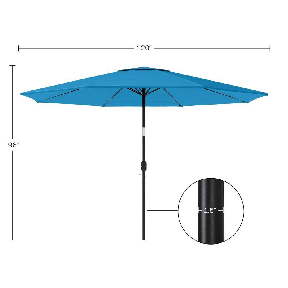 Pure Garden 10' Octagon Outdoor Patio Market Umbrella: Solar LED, Water-Resistant, Steel Frame
