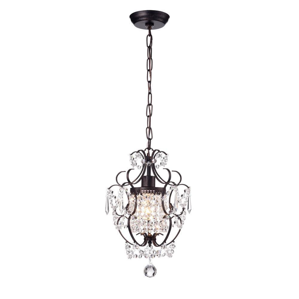 Antique Bronze Mini Crystal Glam Chandelier Pendant