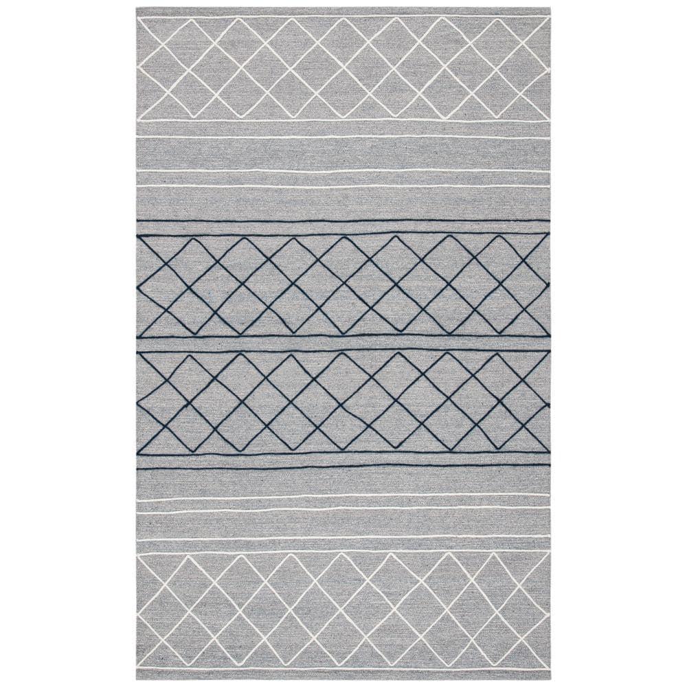 Striped Kilim STK507 Hand Woven Area Rug - Silver/Grey - 3'x5' - Safavieh.