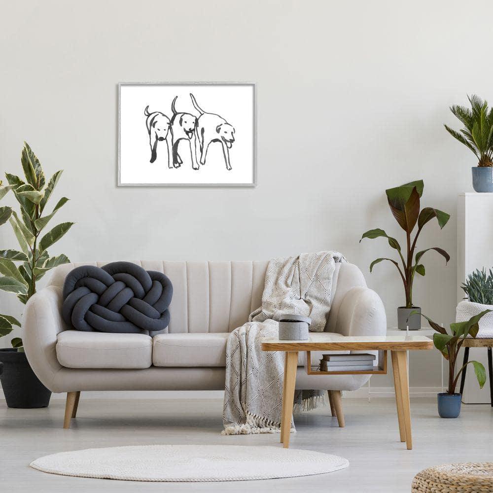 Stupell Industries Dog Trio Outline Minimal Black White Pets, 24 x 30, Designed by Emma Caroline