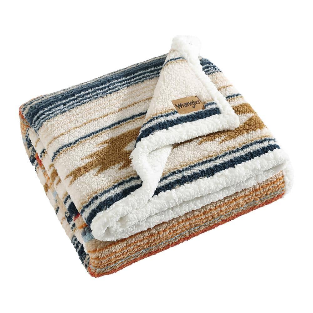 Wrangler Wrangler Printed Plush Sherpa Throw Blankets