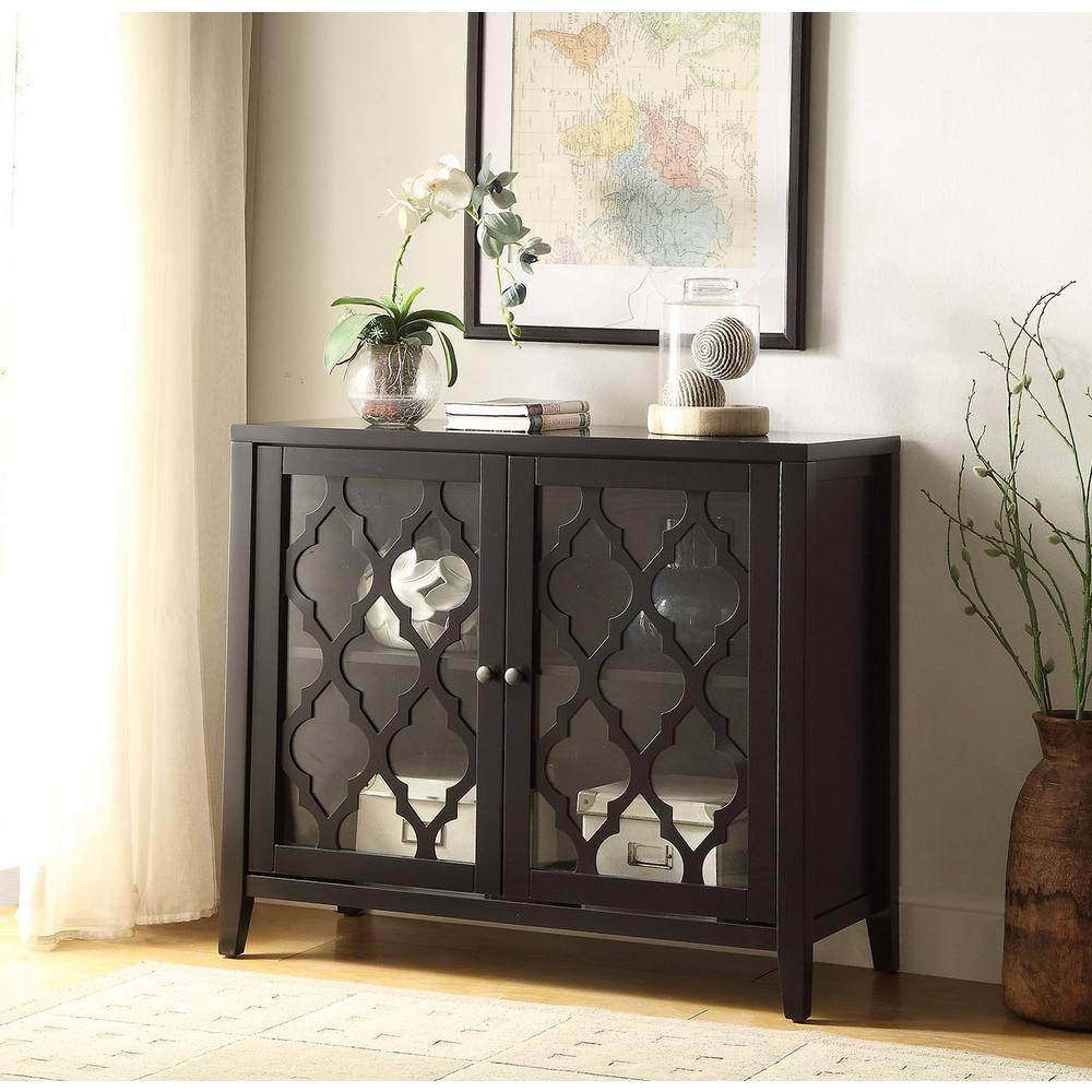 ACME Ceara Storage Console Table with Door in Black
