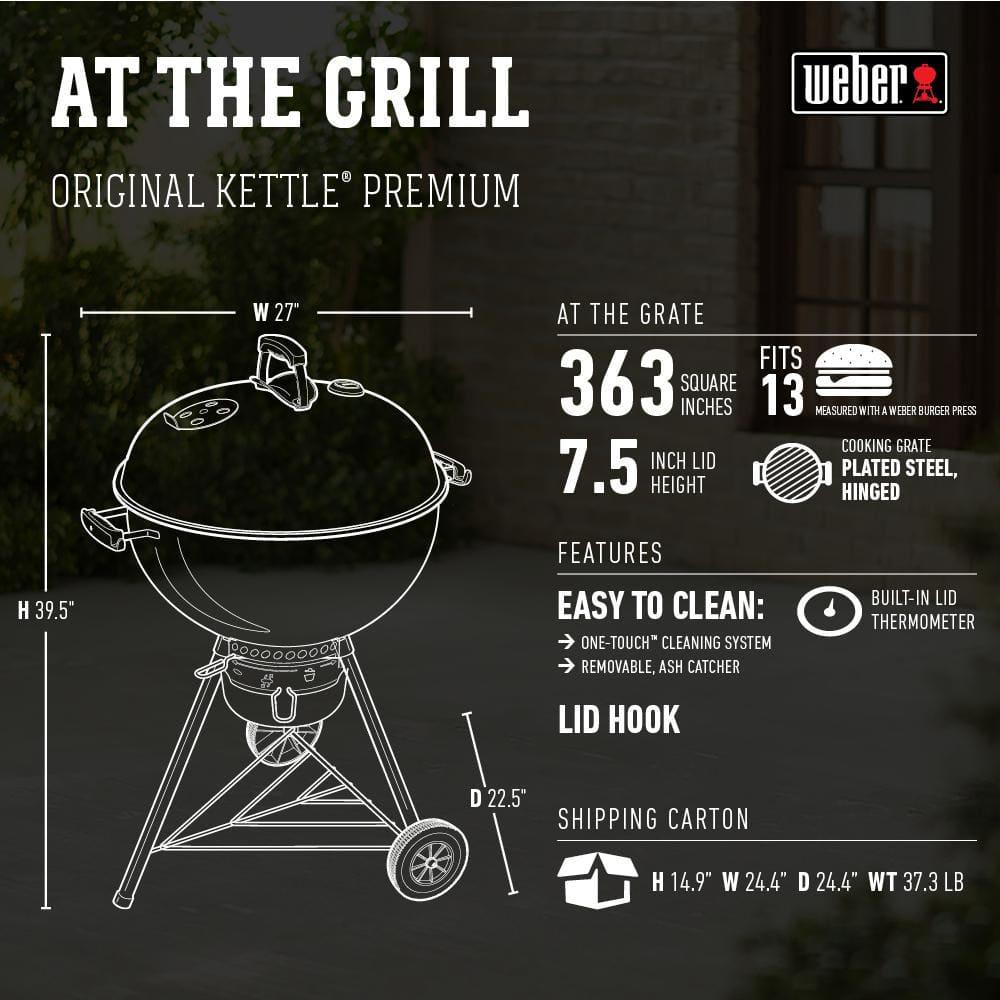 Weber Original Kettle Premium 22-Inch Charcoal Grill - Black - 14401001