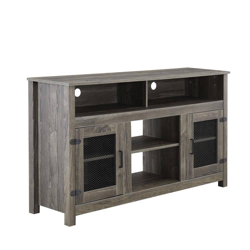 Modern 65" Fireplace TV Stand Farmhouse TV Stand with 23''Electric Fireplace,Storage Cabinet and Adjustable Shelves for Living Room Bedroom(Gray)