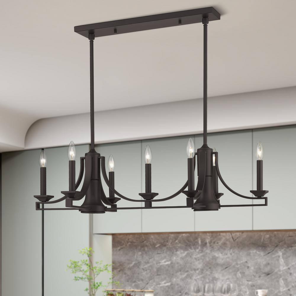 Modern Transitional Bronze Steel 9-Light Indoor Chandelier