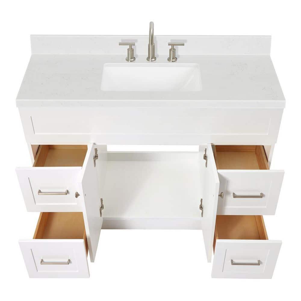 Ariel F048scqrvo Hamlet 48" Free Standing Single Basin Vanity Set - White