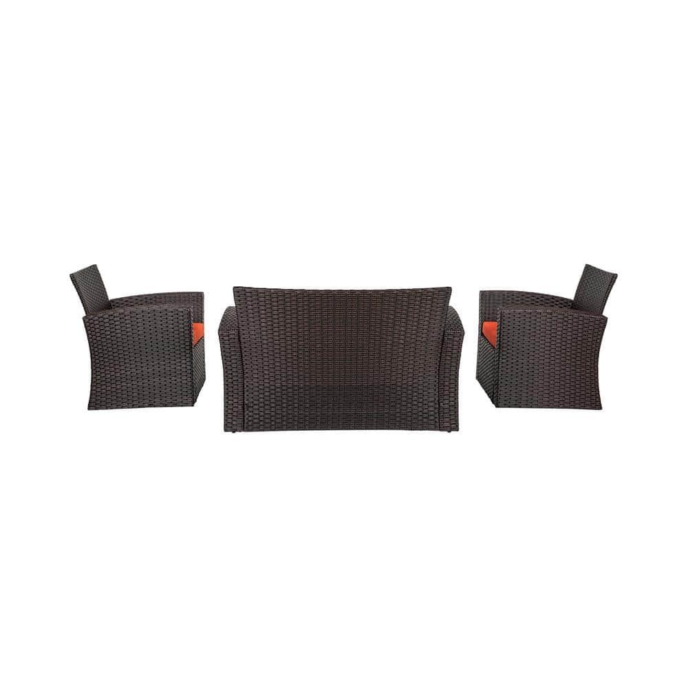 Grandview Outdoor Chocolate 4-piece Patio Conversation Set Orange