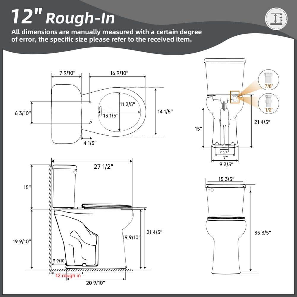 High Toilets For Seniors 21 Inch | 1.28gpf Single Flush Two-piece Extra Tall Toilets | Tall Toilet For Bathrooms Comfort Height Elongated, 12inch Rough-in Extra High Toilet For Tall People, Disabled
