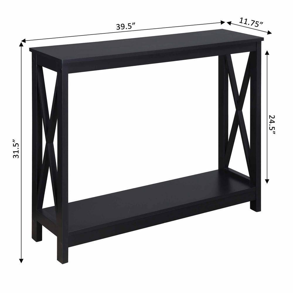 Eco-Friendly Oxford Black Console Table with Dual-Tier Storage