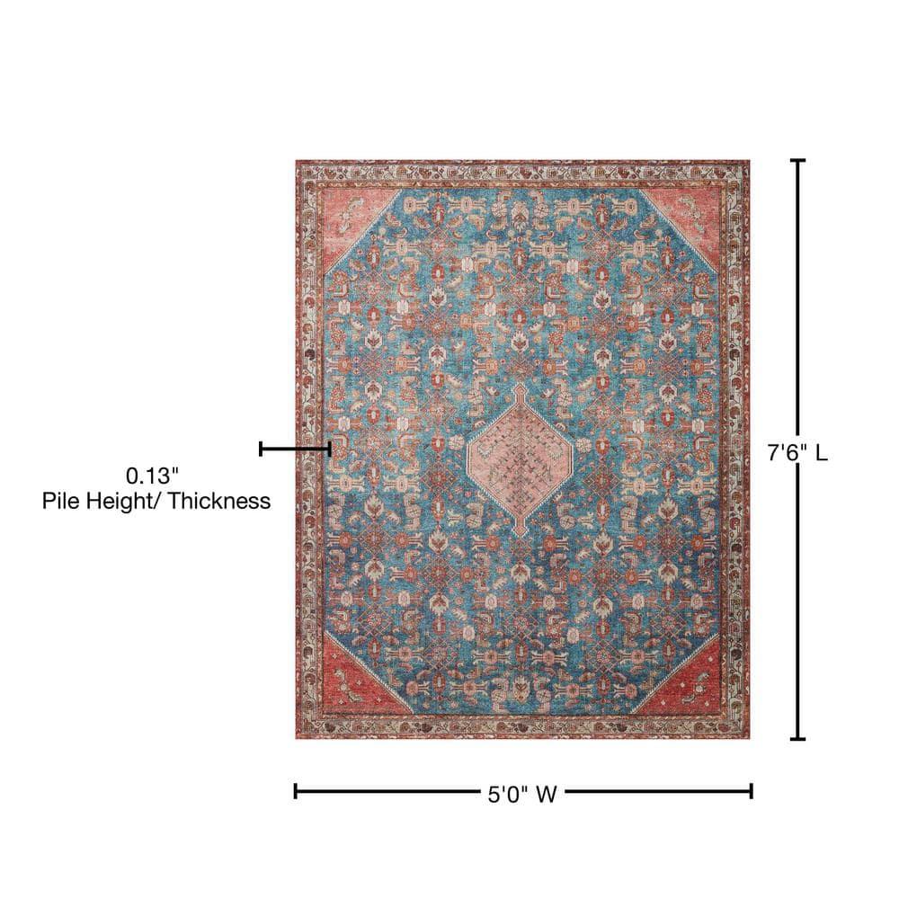 Loloi II Layla LAY-10 Printed Marine / Clay Oriental Area Rug 5'-0" x 7'-6"