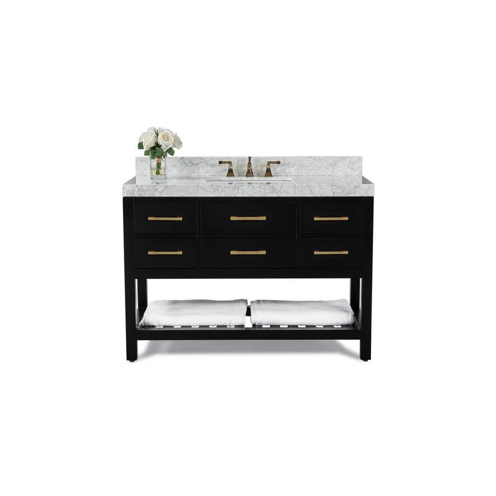 Ancerre Designs Elizabeth 48" Wood Bathroom Vanity Set in Black Onyx