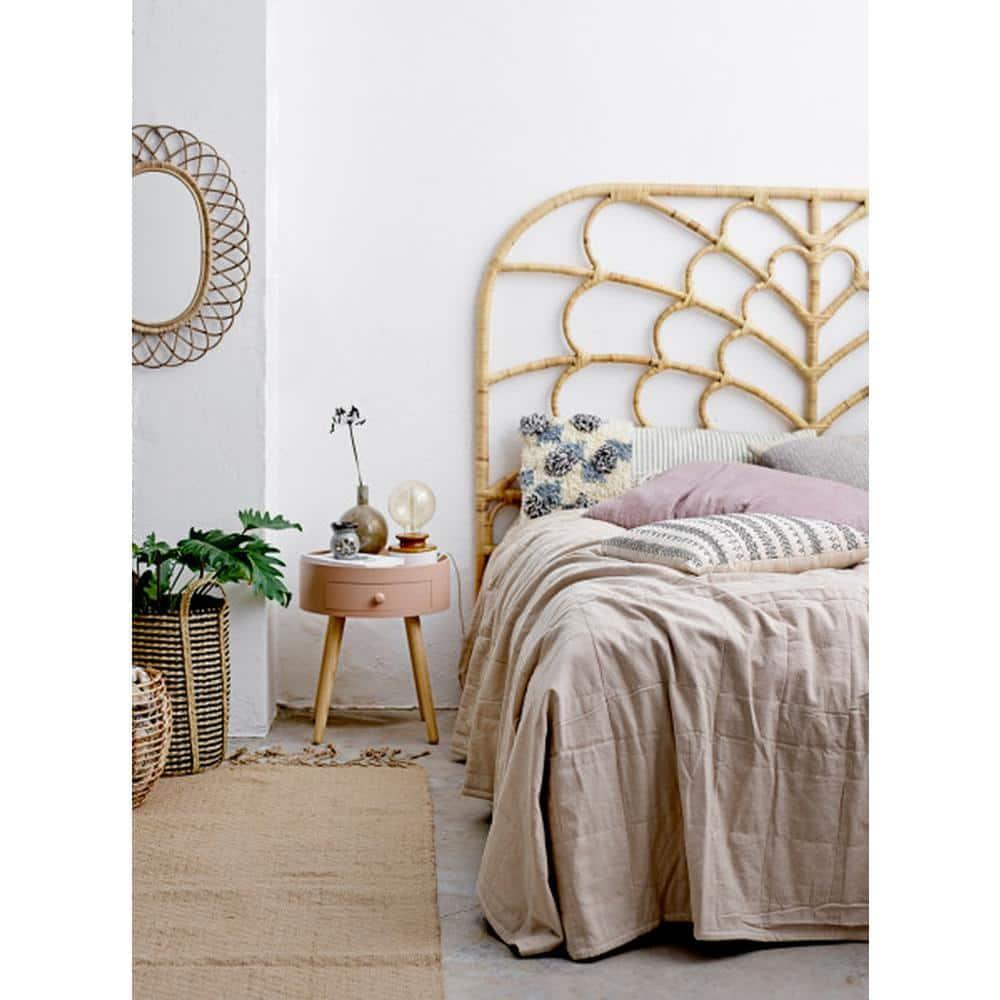 Storied Home Queen Rattan Arched Headboard Natural: Durable Weave, No Assembly, Eco-Friendly Material