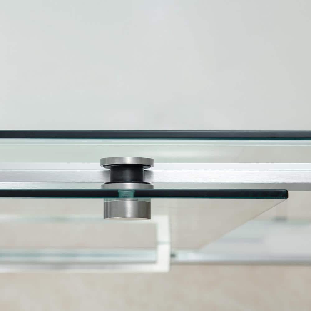 WoodBridge 44-48" W x 80" H Double Sliding Semi- Frameless Shower Door with 5/16"(8mm) Clear Tempered Glass SURFK-4880--BN