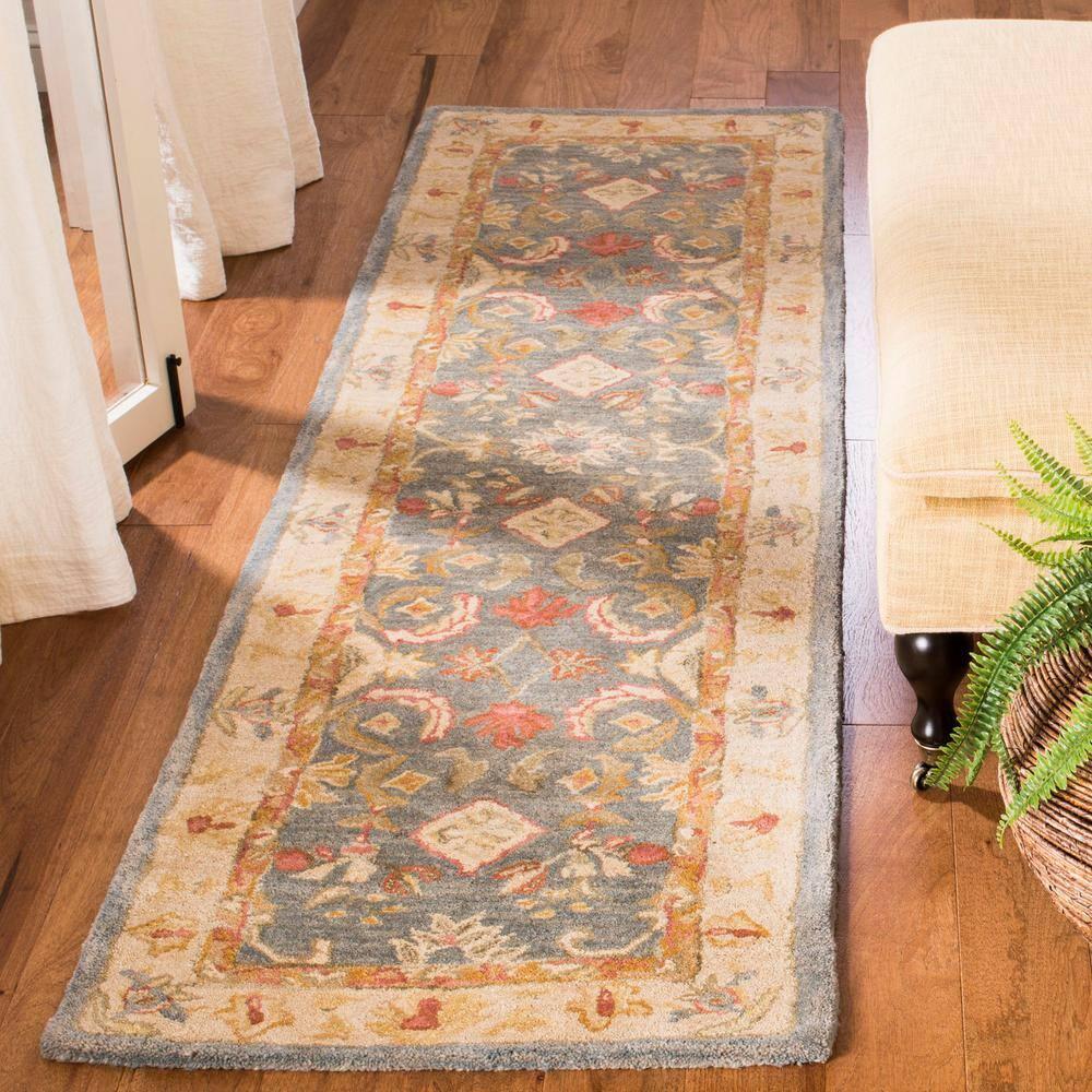 Anatolia AN544 Hand Tufted Indoor Runner Rug - Light Blue/Ivory - 2'3"x15' - Safavieh