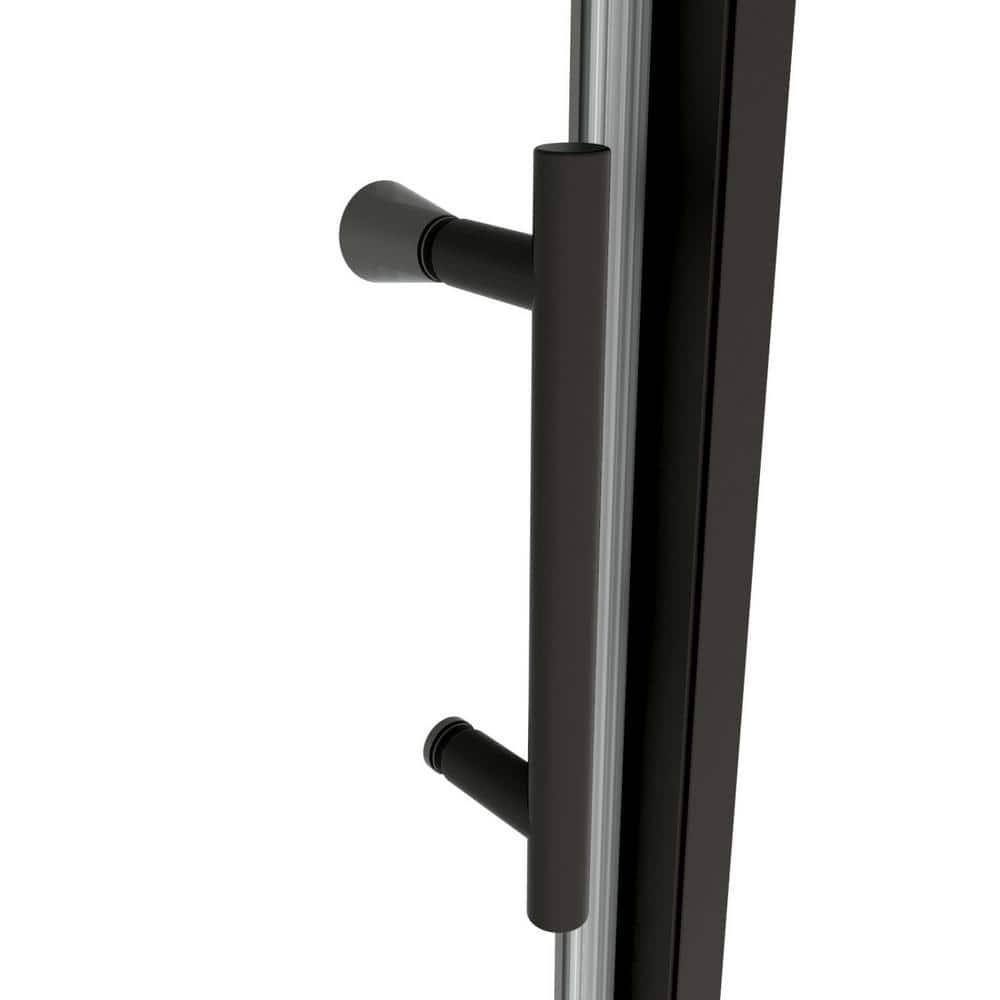 Waterpar WP1683871MB 38-42 in. W x 71 in. H Pivot Swing Semi-Frameless Shower Door With Clear Tempered Glass