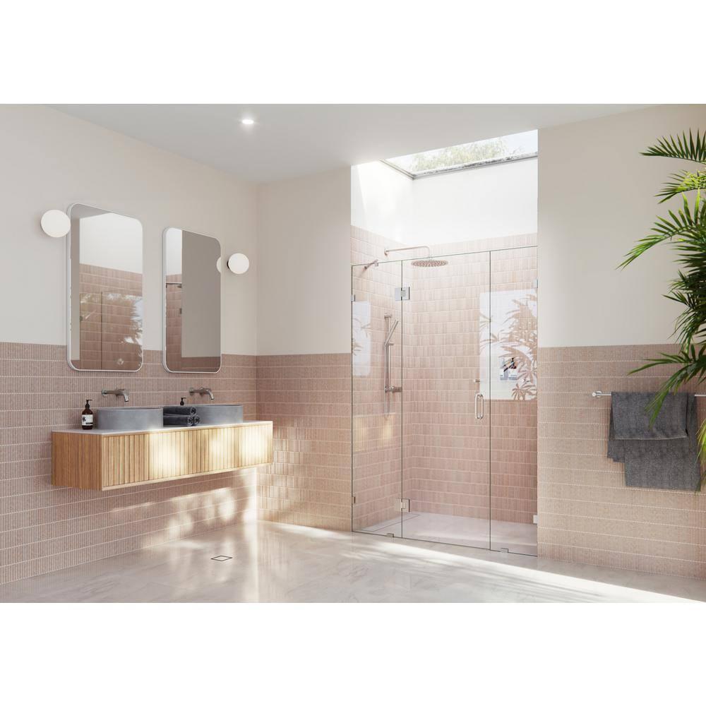 Glass Warehouse Stellar 55.5 in. W x 78 in. H Fully Frameless 3 Panel Inline Glass Hinged Shower Enclosure GHF-55.5-BN
