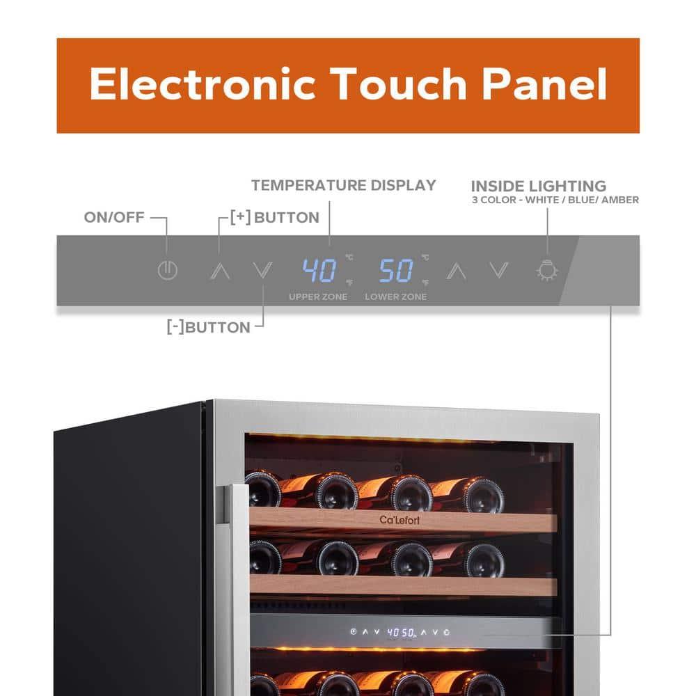 Ca'Lefort 15 Inch Beverage Refrigerator - 80 Can Small Beverage Fridge, Drink Fridge Glass Door 3 LED 34°F -54°F Beverage Cooler Built-in or Freestanding, Perfect for Home/Kitchen(3.0 cu.ft)