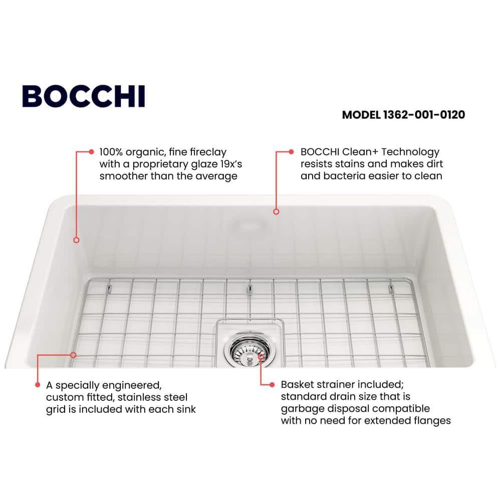 BOCCHI 1362-001-0120 Sotto 32'' L Undermount Fireclay Kitchen Sink