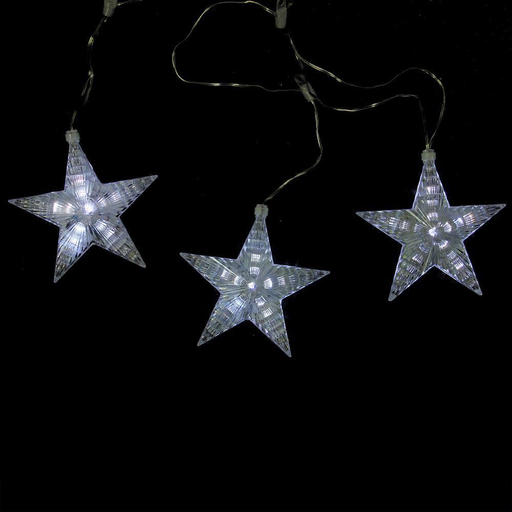 Northlight Cascading Star Christmas Lights - White - 3.5' Clear Wire - 3ct