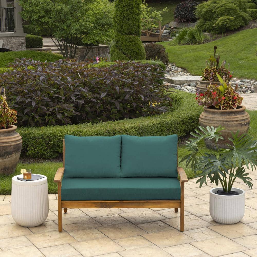 ARDEN Outdoor Loveseat Cushion Set, 48 x 24, Water repellent, Fade Resistant, Cushion Set for Couch, Bench, and Swing 48 x 24, Peacock Blue Green Texture