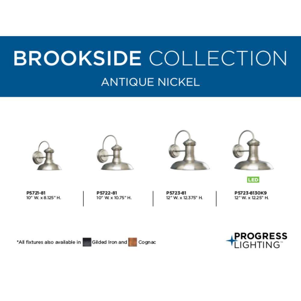 Progress Lighting Brookside 1-Light Antique Nickel Steel Wall Lantern