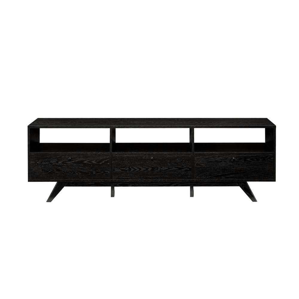Walker Edison Mid-Century Modern Storage TV Stand for TVs up to 80”, Black