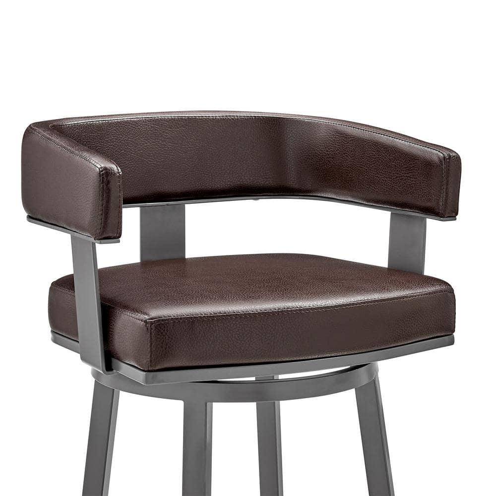 Armen Living Lorin30" Bar Height Swivel Bar Stool in Java Finish and Chocolate Faux Leather