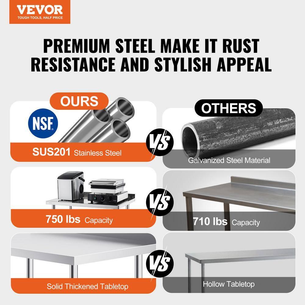 VEVOR VEVOR Stainless Steel 24'' W x 40'' H Adjustable Portable Work Table