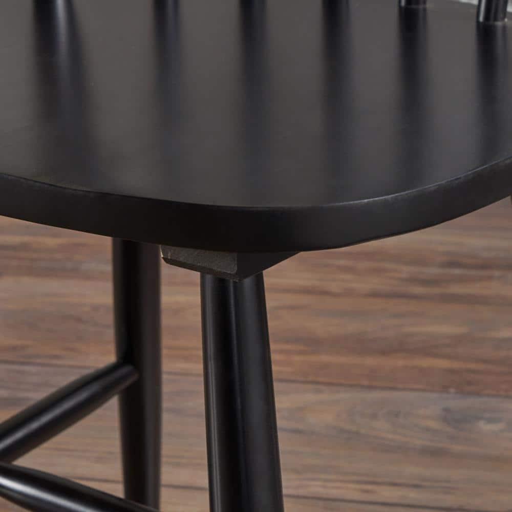 Noble House Conrad Farmhouse Rubberwood Dining Chairs, Set of 2, Black, White