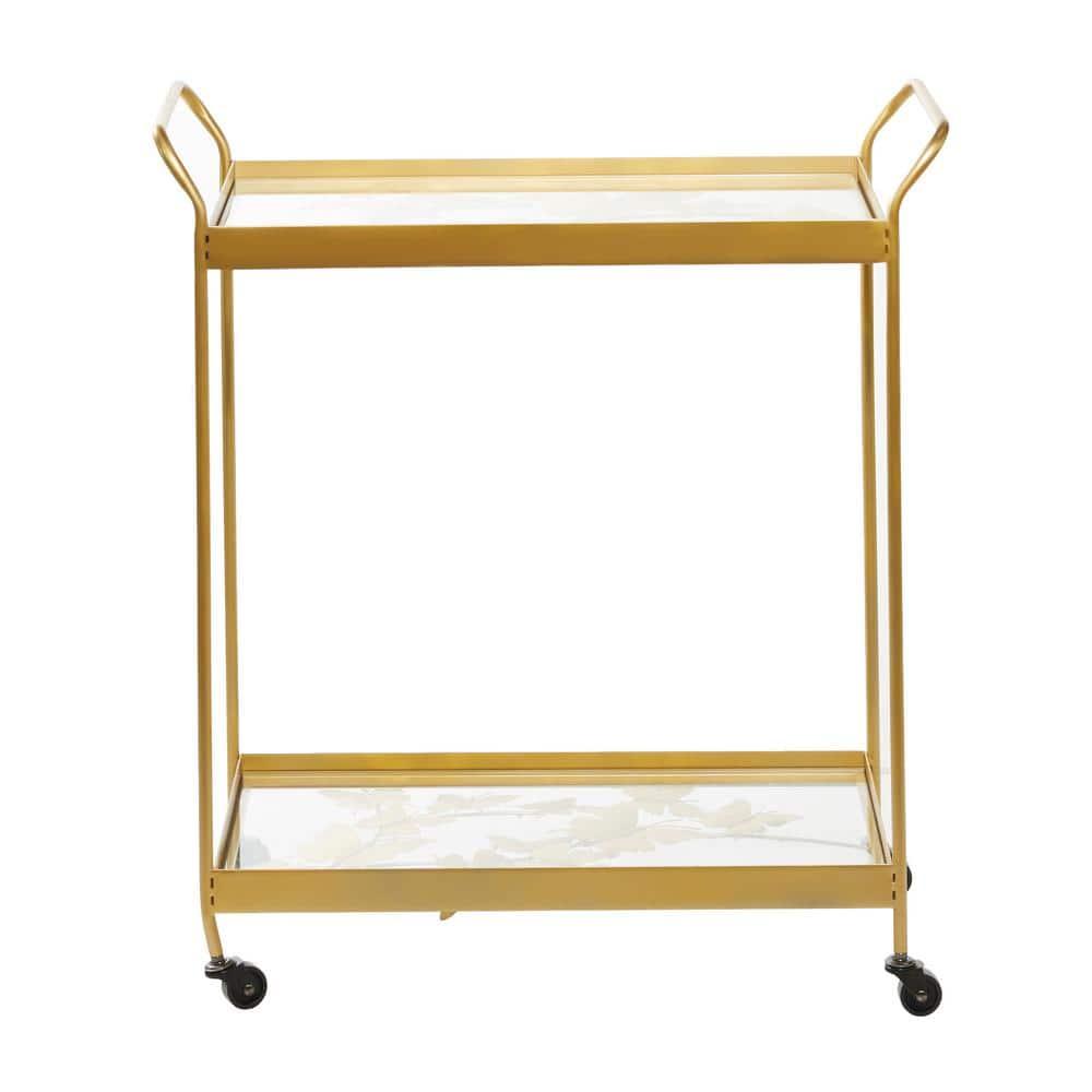 DecMode Metal Bar Cart Contemporary Gold
