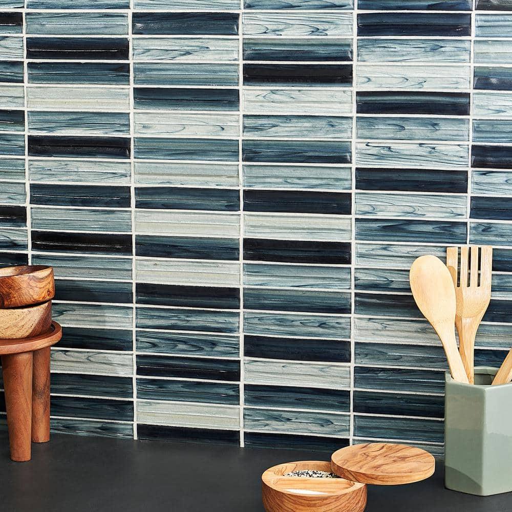 Tara Stacked 11.61" x 11.73" Molten Glass Mosaic Wall Tile (0.95 Sq. Ft. / Sheet)
