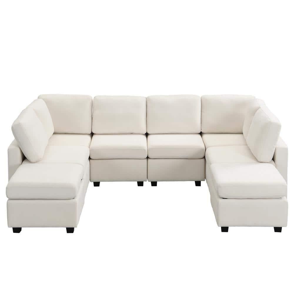 Hokku Designs Modern Sofa 103" Sectional Sofa Couch Sofa Bed U-Shaped Sofa With Two Movable Ottoman Upholstered Sectional