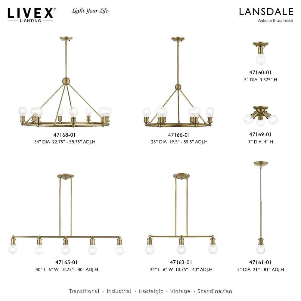 Livex Lighting Lansdale 1 - Light Flush Mount in  Antique Brass