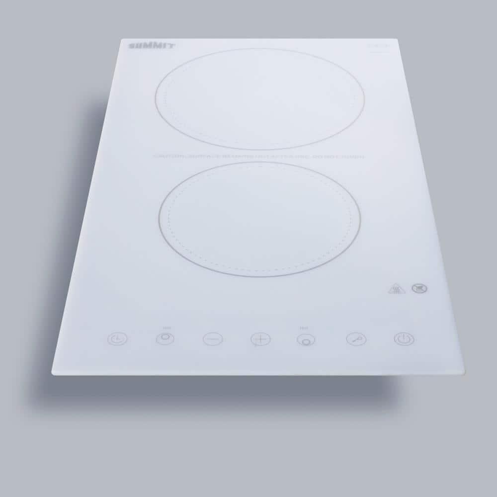 White Ceramic Glass 2 Burner Electric Cooktop with Touch Control