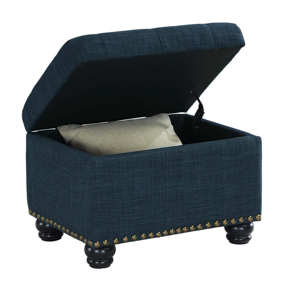 Convenience Concepts Designs4Comfort 5th Avenue Storage Ottoman, Dark Blue Fabric