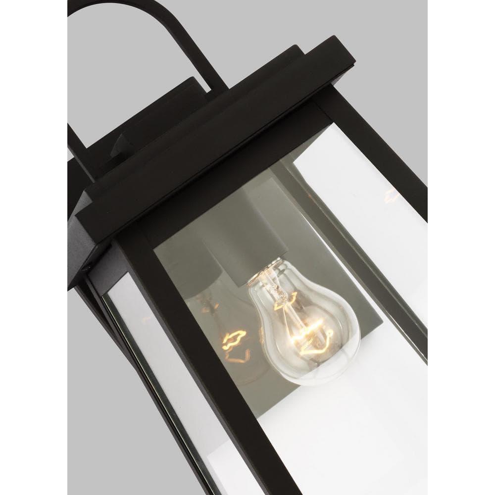 Founders Large 1-Light Black Transitional Exterior Outdoor Wall Sconce with Clear and White Glass Panels Included