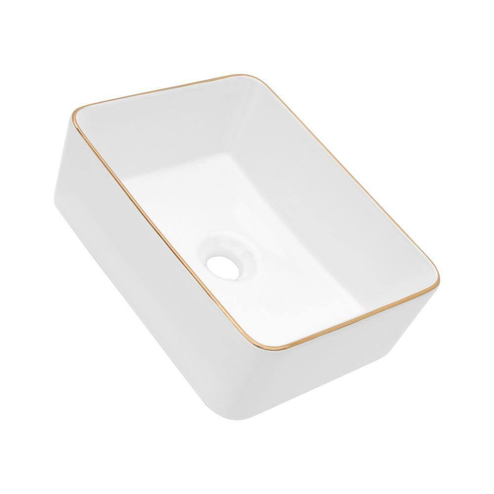 19 x 15 Inch Ceramic Rectangular Vessel Bathroom Sink Above Counter White Sink Bathroom Vessel Sink